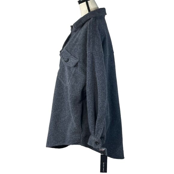 Black Tape Dex 2X-Large Fleece Jacket Button Up Long Sleeve Pockets Gray Womens - Picture 4 of 9